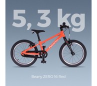 BEANY Dječji bicikl Zero, 16", crveni, 5,3 kg